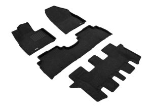 Kia Sorento Floor Mat Set - Front Rear and Third Row - 3D MAXpider - ELEGANT Series - Black - `16-`20